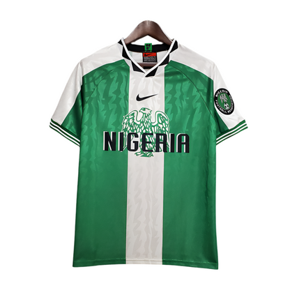 Camisa Nigéria Retrô 1996 Verde e Branca -