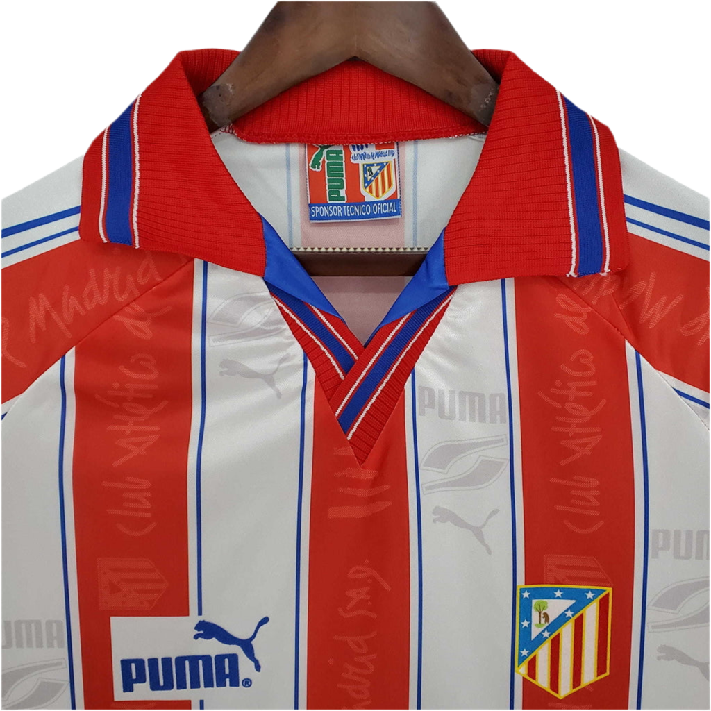 Camisa Atlético de Madrid Retrô 1996/1997 Branca e Vermelha -