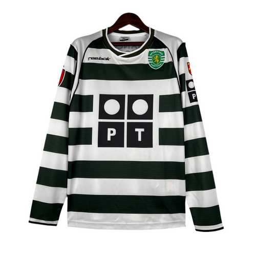 Camisa Manga Longa Retro Sporting I 2002/2003 - Verde e Branco