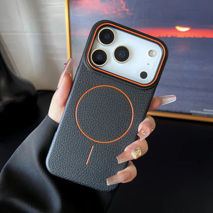Premium Minimalist MagSafe Leather iPhone Case