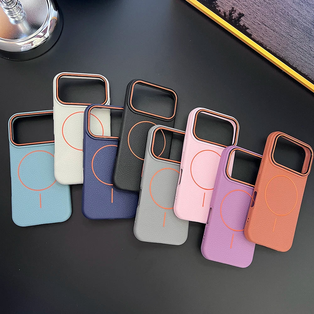 Premium Minimalist MagSafe Leather iPhone Case