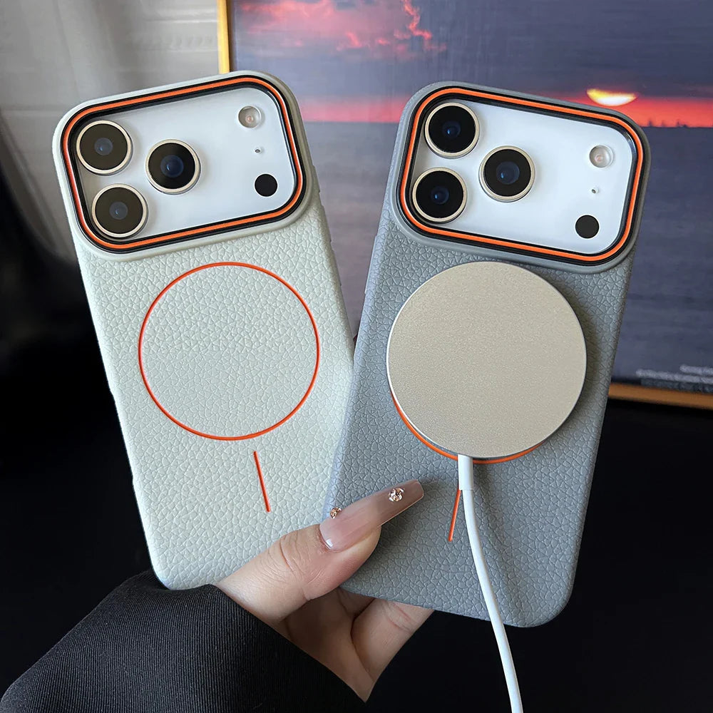 Premium Minimalist MagSafe Leather iPhone Case