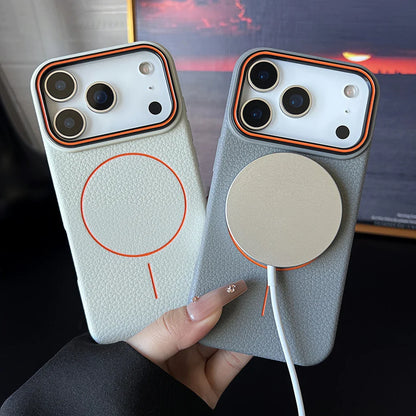 Premium Minimalist MagSafe Leather iPhone Case