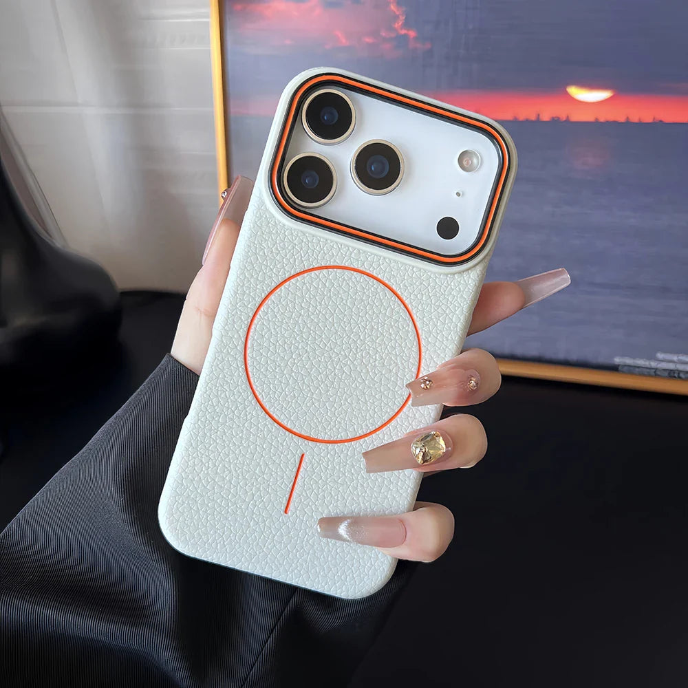 Premium Minimalist MagSafe Leather iPhone Case